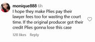 Another user suggests Lanier should pay the court fees (image via @monique886 on Instagram)
